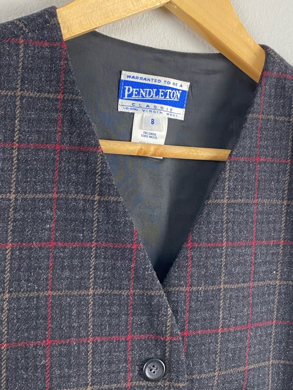 Pendleton Vintage Virgin Wool Plaid Vest Waistcoat | Gray/Multicolor - Picture 9 of 15